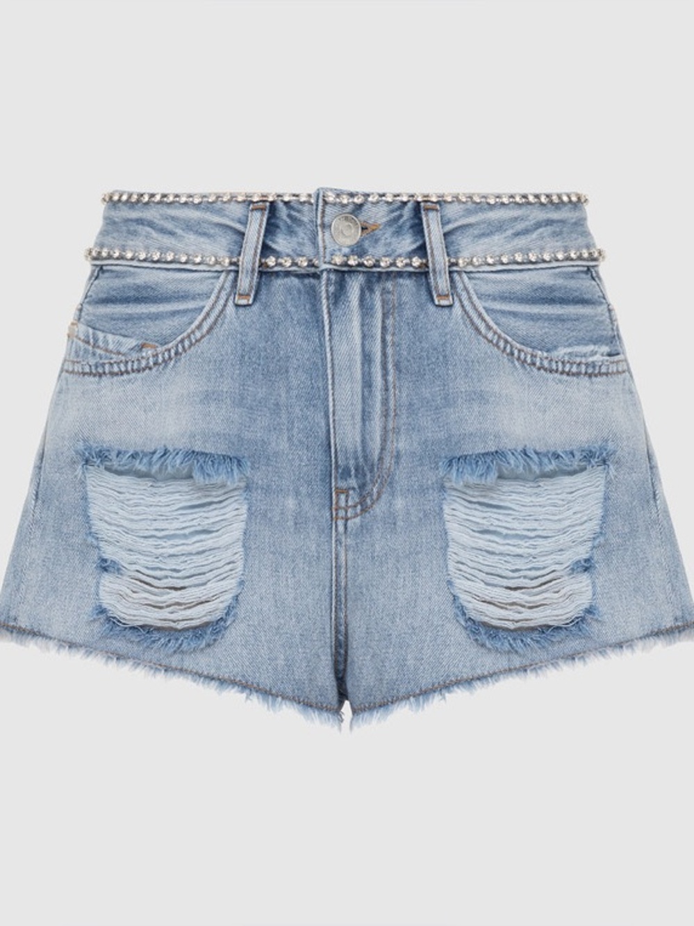Twin-set Milano distressed Jean shorts with rhinestone waist band 26